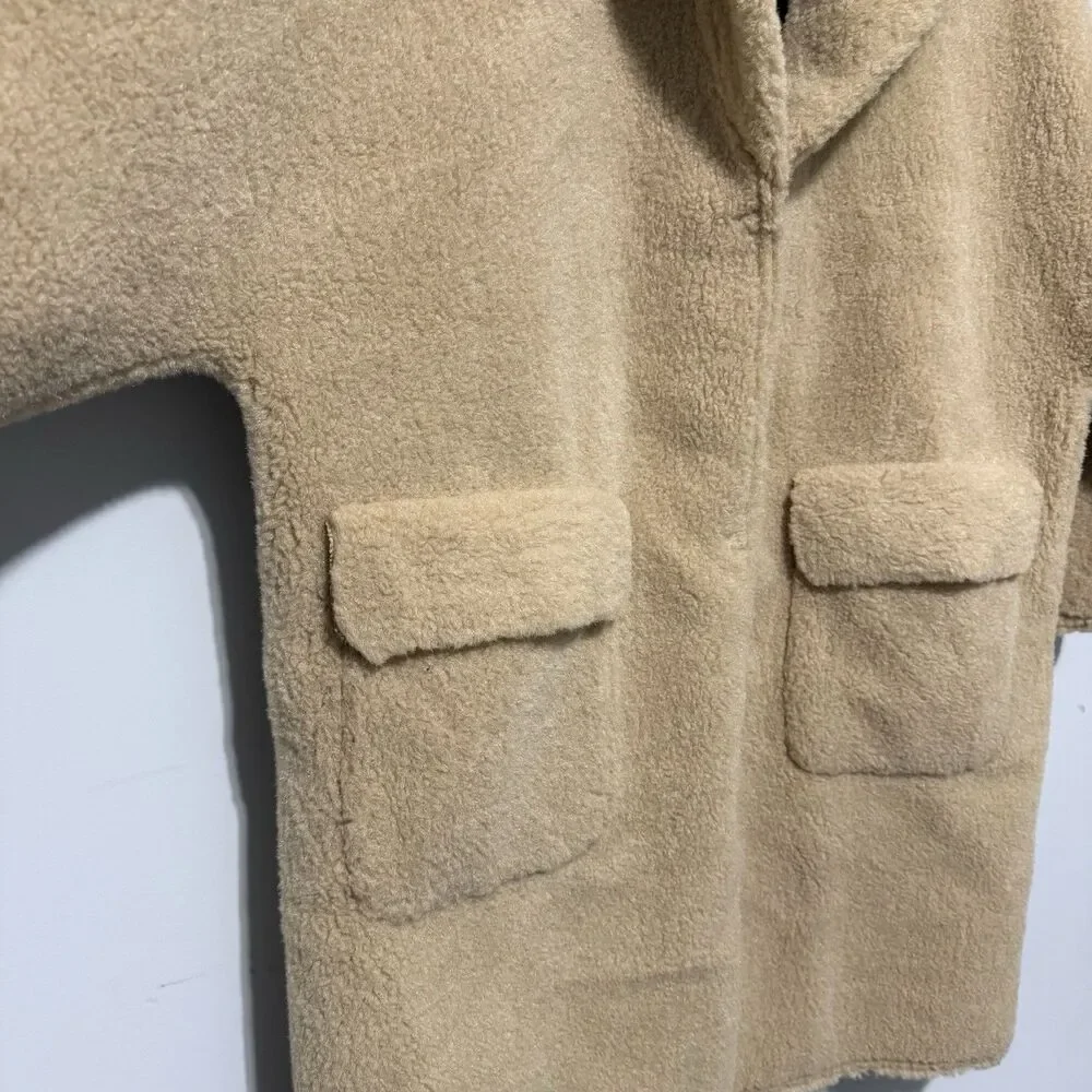 Mango Shearling look boho retro‎ statement vintage classic coat NWT XL